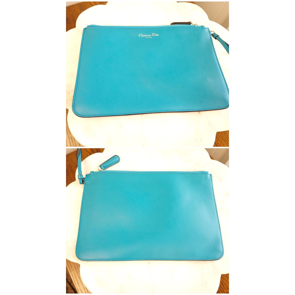 Christian Dior Diorissimo Turquoise Leather Tote Bag Silver Hardware with Pouch - Picture 14 of 16